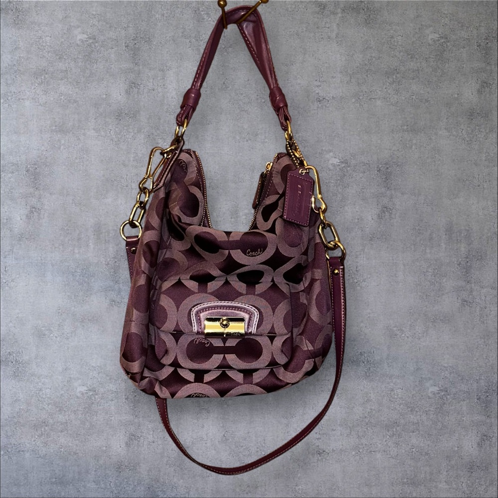 Coach Kristin RARE Purple Op Art Canvas Hobo Bag M1282-23742E​